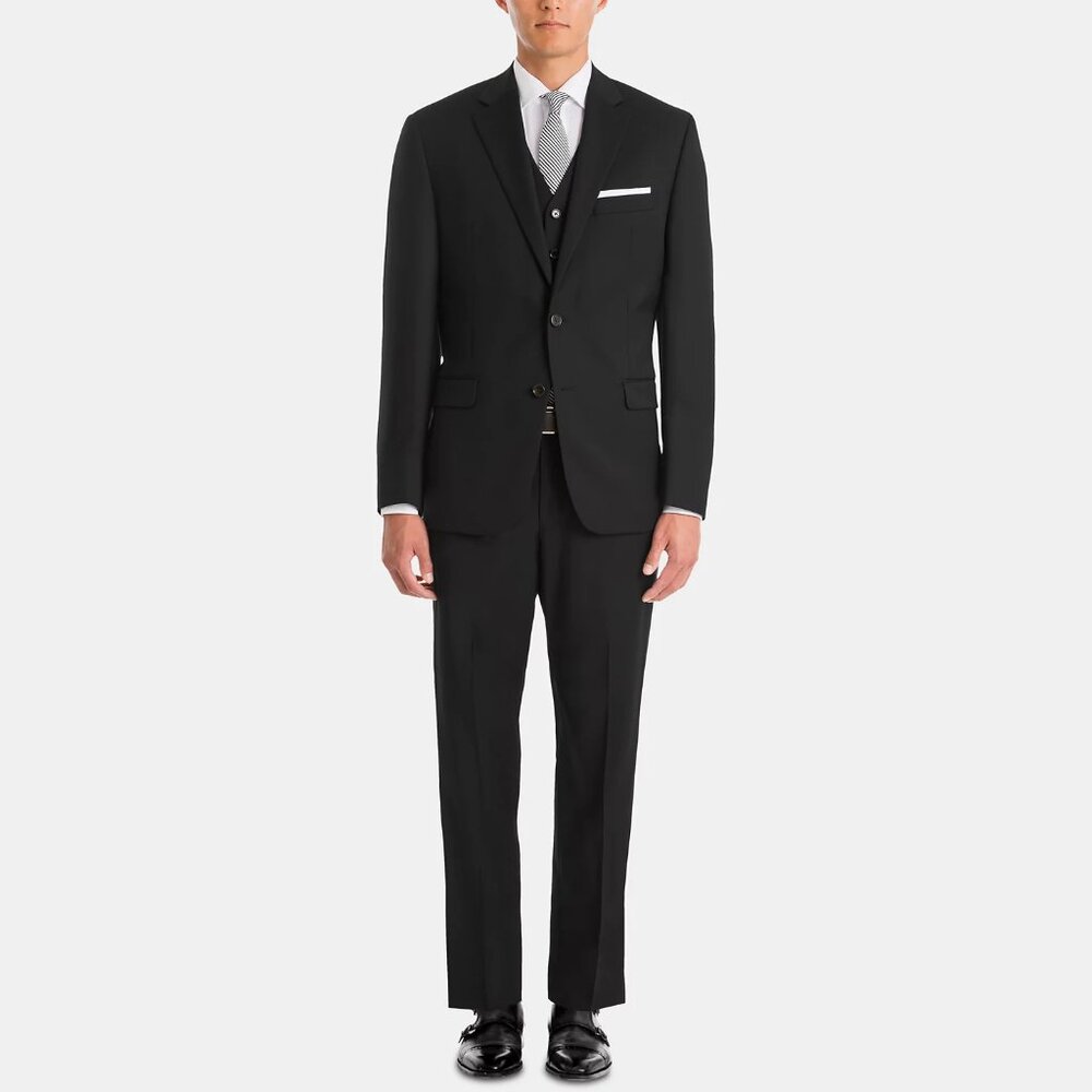 RALPH LAUREN - UltraFlex Classic-Fit Black Wool Three Piece Suit